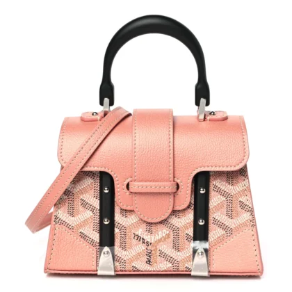 GOYARD NANO SAIGON BAG PEARLY CORAL IRIDESCENT GOYARDINE CANVAS SILVER HARDWARE