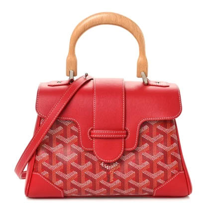 GOYARD MINI SAIGON TRUNK BAG RED GOYARDINE CANVAS SILVER HARDWARE