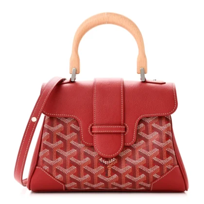 GOYARD SAIGON MINI BAG RED GOYARDINE CANVAS SILVER HARDWARE