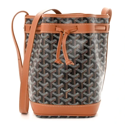 GOYARD PETIT FLOT BUCKET BAG PM BLACK/GOLD GOYARDINE CANVAS