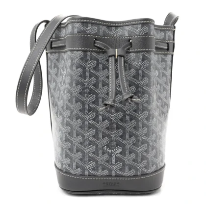 GOYARD PETIT FLOT BUCKET BAG PM GREY GOYARDINE CANVAS
