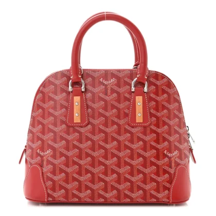 GOYARD MINI VENDOME BAG RED GOYARDINE CANVAS SILVER HARDWARE