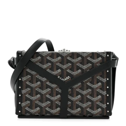 GOYARD MINI MINAUDIERE TRUNK BAG BLACK GOYARDINE CANVAS