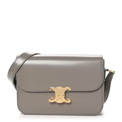 CELINE MEDIUM TRIOMPHE BAG PEBBLE SHINY CALFSKIN LEATHER GOLD HARDWARE