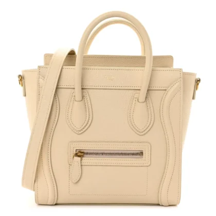 CELINE NANO LUGGAGE BAG IVORY DRUMMED CALFSKIN LEATHER