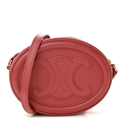 CELINE SMALL CUIR TRIOMPHE OVAL PURSE CROSSBODY LIPSTICK SMOOTH CALFSKIN LEATHER
