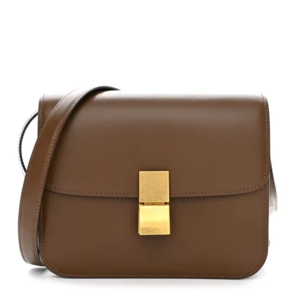 CELINE SMALL TEEN CLASSIC BOX FLAP BAG CAMEL BOX CALFSKIN LEATHER GOLD HARDWARE