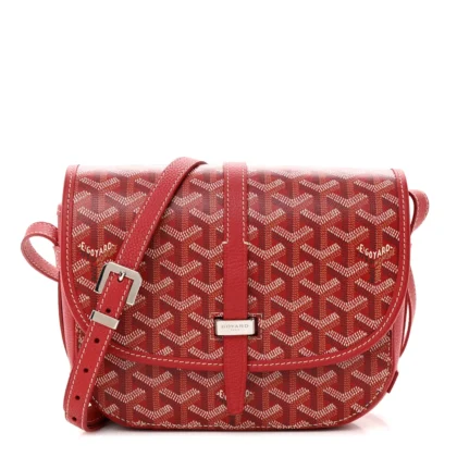 GOYARD BELVEDERE II PM MESSENGER BAG RED GOYARDINE CANVAS SILVER HARDWARE