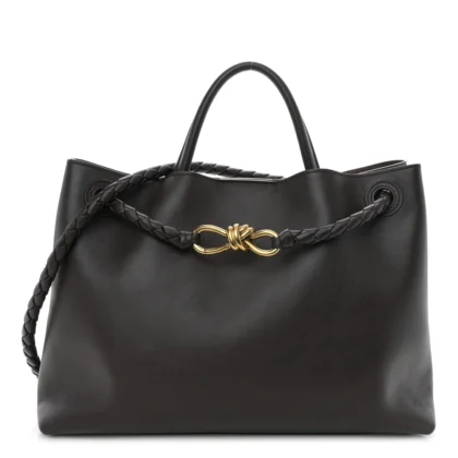 BOTTEGA VENETA MEDIUM ANDIAMO SHOULDER BAG FONDANT SILKY CALFSKIN LEATHER GOLD HARDWARE