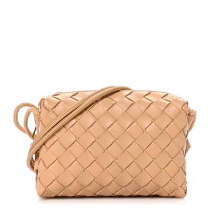 BOTTEGA VENETA MINI LOOP CAMERA BAG ALMOND NAPPA LEATHER