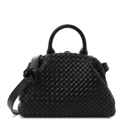 BOTTEGA VENETA SMALL INTRECCIATO PADDED THE HANDLE BLACK NAPPA LEATHER