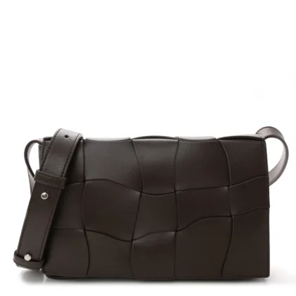 BOTTEGA VENETA MAXI INTRECCIATO CASSETTE CROSSBODY BAG OXBLOOD LAMBSKIN LEATHER