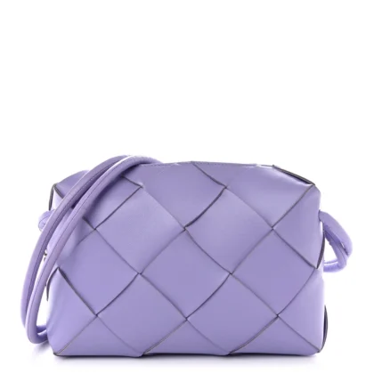 BOTTEGA VENETA MAXI INTRECCIATO SMALL CASSETTE CAMERA BAG WISTERIA LAMBSKIN LEATHER