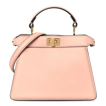 FENDI PETITE PEEKABOO I SEE U SATCHEL ROSA CONFETTO SHINY NAPPA LEATHER GOLD HARDWARE