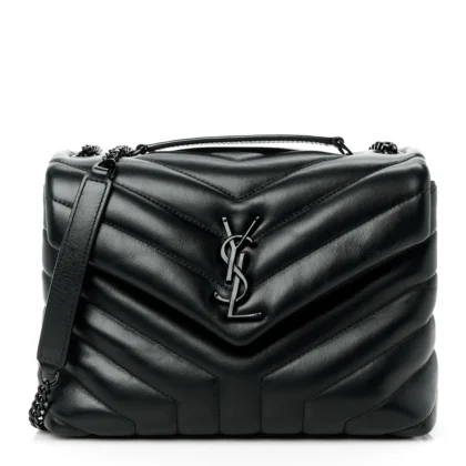 SAINT LAURENT SMALL LOULOU CHAIN SATCHEL BLACK Y-QUILTED MONOCHROME MONOGRAM CALFSKIN LEATHER INCOGNITO HARDWARE