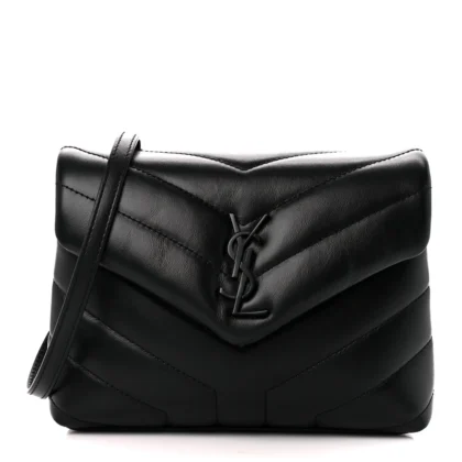 SAINT LAURENT MINI LOULOU CROSSBODY BAG BLACK Y-QUILTED MONOCHROME MONOGRAM CALFSKIN LEATHER INCOGNITO HARDWARE