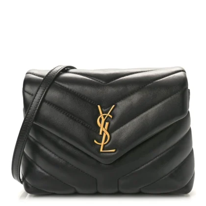 SAINT LAURENT MINI LOULOU CROSSBODY BAG BLACK Y-QUILTED MONOGRAM CALFSKIN LEATHER GOLD HARDWARE