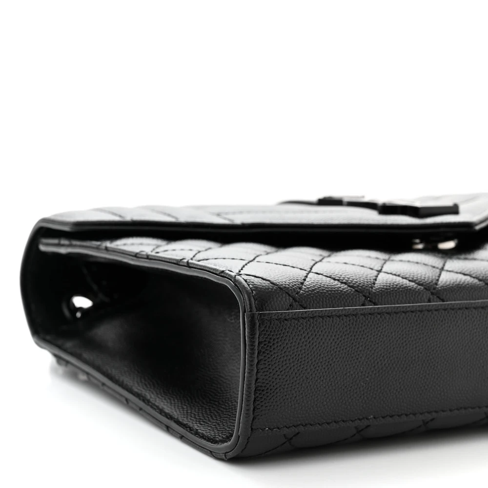 SAINT LAURENT MEDIUM SATCHEL BLACK TRIQUILT MONOCHROME MONOGRAM GRAIN DE POUDRE TEXTURED MIXED MATELASSE LEATHER BLACK HARDWARE - Image 4