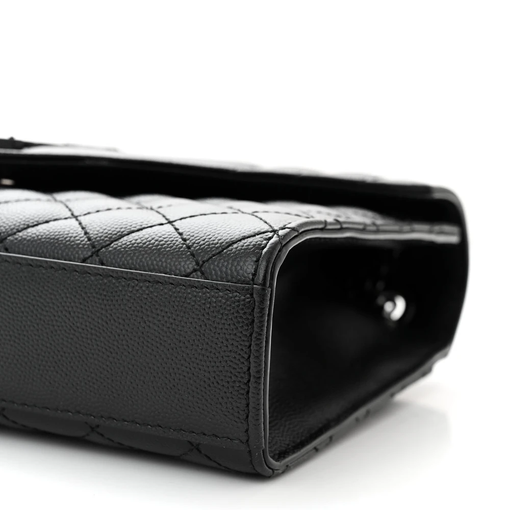 SAINT LAURENT MEDIUM SATCHEL BLACK TRIQUILT MONOCHROME MONOGRAM GRAIN DE POUDRE TEXTURED MIXED MATELASSE LEATHER BLACK HARDWARE - Image 5