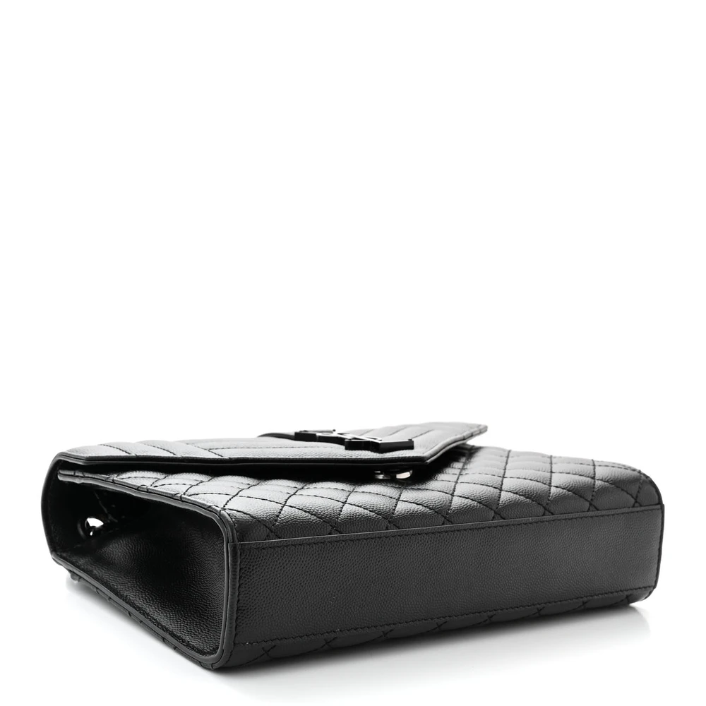 SAINT LAURENT MEDIUM SATCHEL BLACK TRIQUILT MONOCHROME MONOGRAM GRAIN DE POUDRE TEXTURED MIXED MATELASSE LEATHER BLACK HARDWARE - Image 6