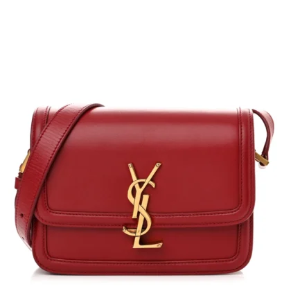 SAINT LAURENT MEDIUM SOLFERINO SATCHEL ROUGE OPYUM MONOGRAM BOX CALFSKIN LEATHER BRASS HARDWARE