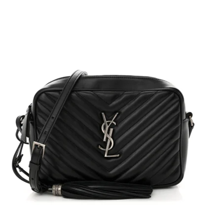 SAINT LAURENT MEDIUM LOU CAMERA BAG BLACK MONOGRAM CALFSKIN MATELASSE LEATHER SILVER HARDWARE