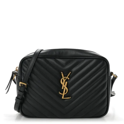 SAINT LAURENT MEDIUM LOU CAMERA BAG BLACK MONOGRAM CALFSKIN MATELASSE LEATHER GOLD HARDWARE