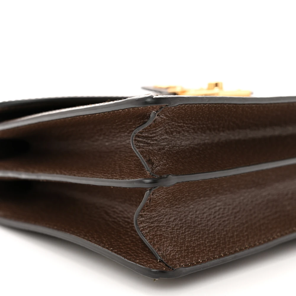 GUCCI SMALL WEB OPHIDIA PADLOCK TOP HANDLE BAG BEIGE / EBONY / NEW ACERO GG SUPREME MONOGRAM CANVAS & TEXTURED DOLLAR CALFSKIN LEATHER AGED GOLD HARDWARE - Image 4