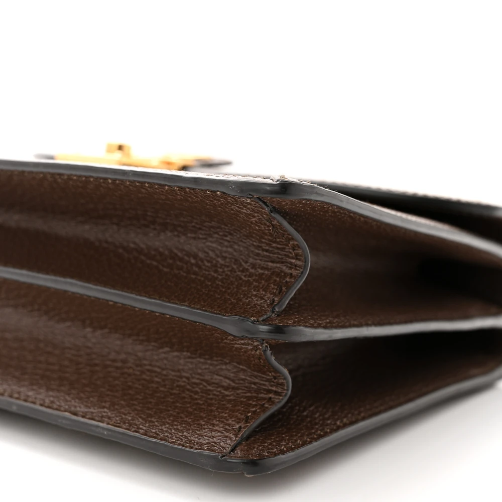 GUCCI SMALL WEB OPHIDIA PADLOCK TOP HANDLE BAG BEIGE / EBONY / NEW ACERO GG SUPREME MONOGRAM CANVAS & TEXTURED DOLLAR CALFSKIN LEATHER AGED GOLD HARDWARE - Image 5