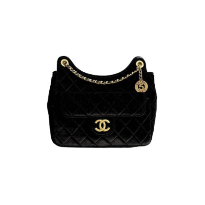CHANEL BLACK VELVET CROSSBODY BAGS