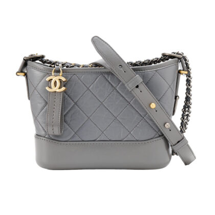 CHANEL GREY BAG QUILTED CALFSKIN LEATHER SHOULDER BAGS CROSSBODY BAGS