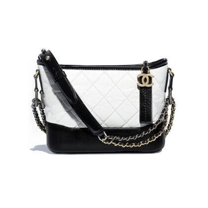 CHANEL BAG BLACK WITH WHITE QUILTED CALFSKIN LEATHER SHOULDER BAGS CROSSBODY BAGS