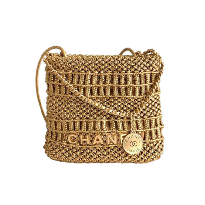 CHANEL 22BAGS GOLD WOVEN COWHIDE SHOULDER BAGS