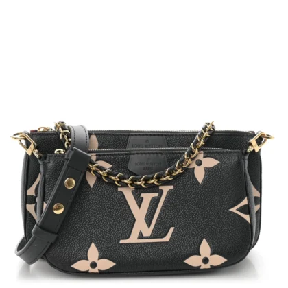 LOUIS VUITTON MULTI POCHETTE ACCESSOIRES PM BLACK/BEIGE GIANT MONOGRAM EMPREINTE LEATHER GOLD HARDWARE